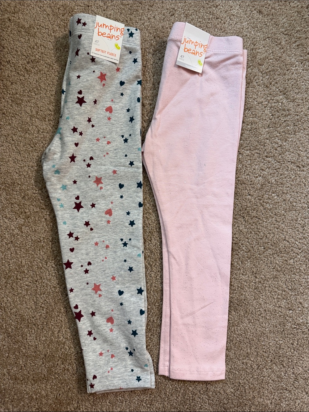 jumping beans Pink and Gray Star Print Pajama Leggings Set